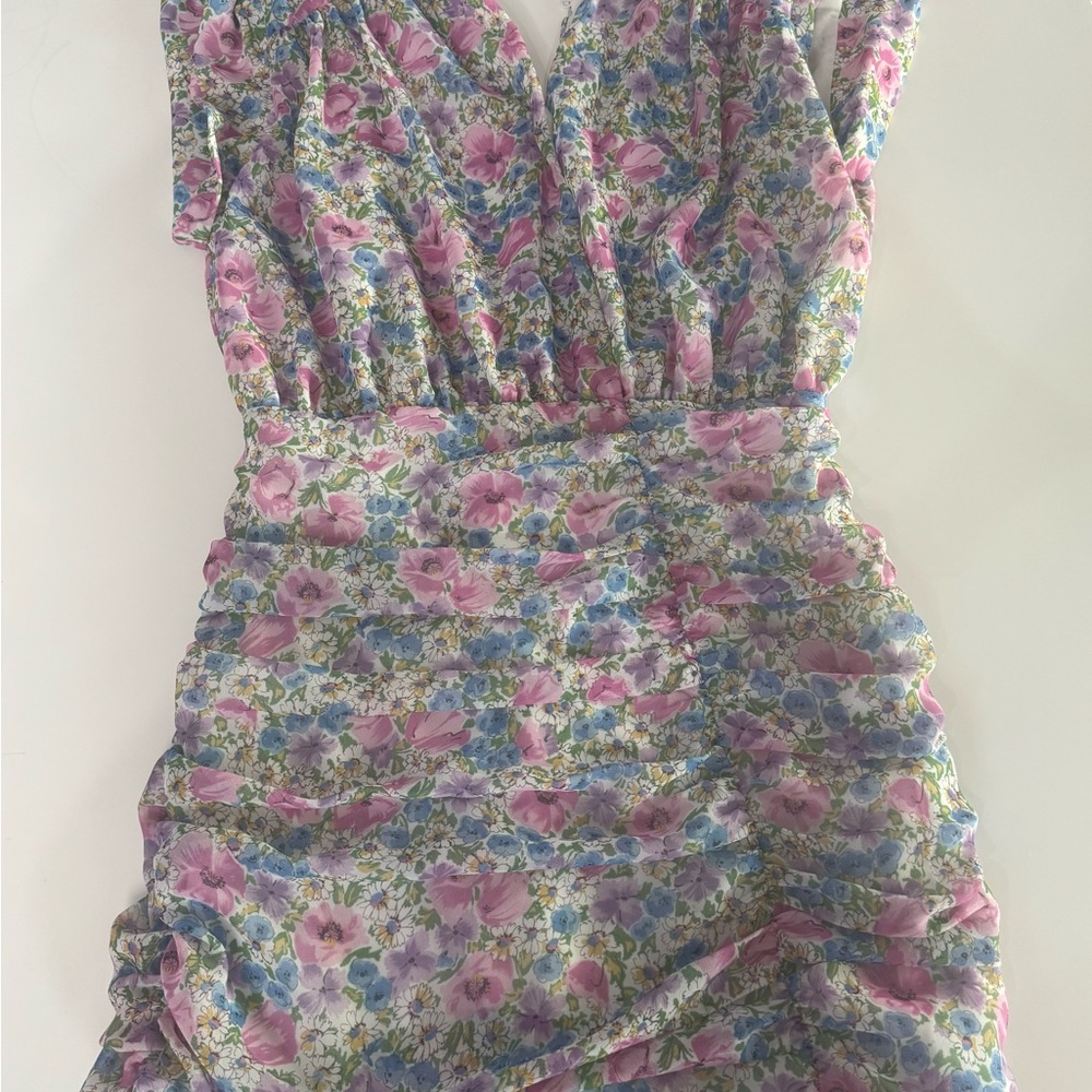 Zara Floral Mini Dress - Pink and Blue